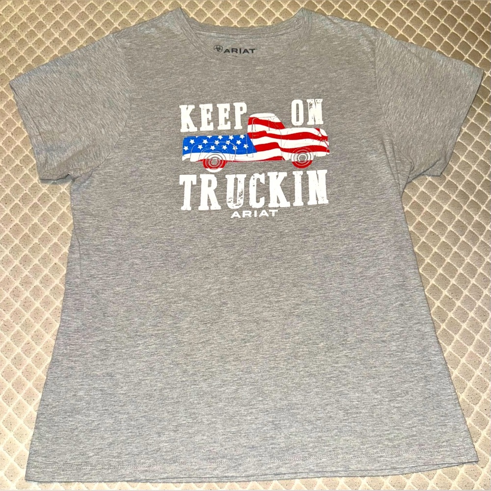 Keep On Truckin” T-Shirt – Women’s XL – Patriotic Truck Design